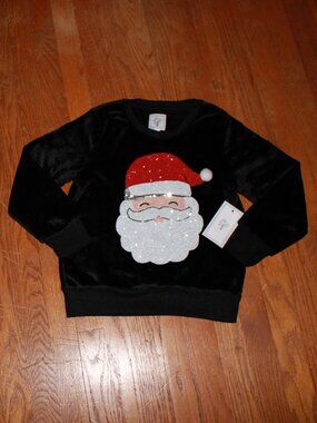 ColorTree Sequined Santa Faux Fur Crewneck Sweater